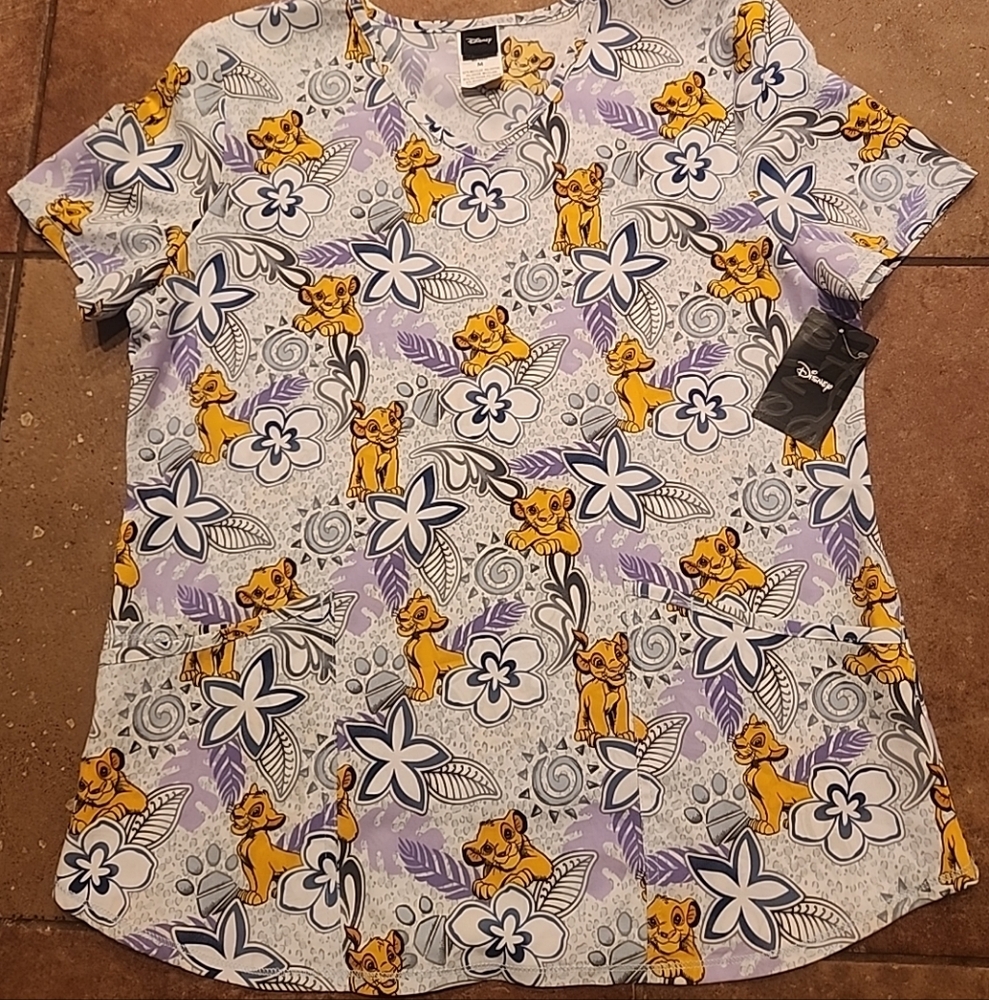 Lion King Womns Themed Scrub Top M